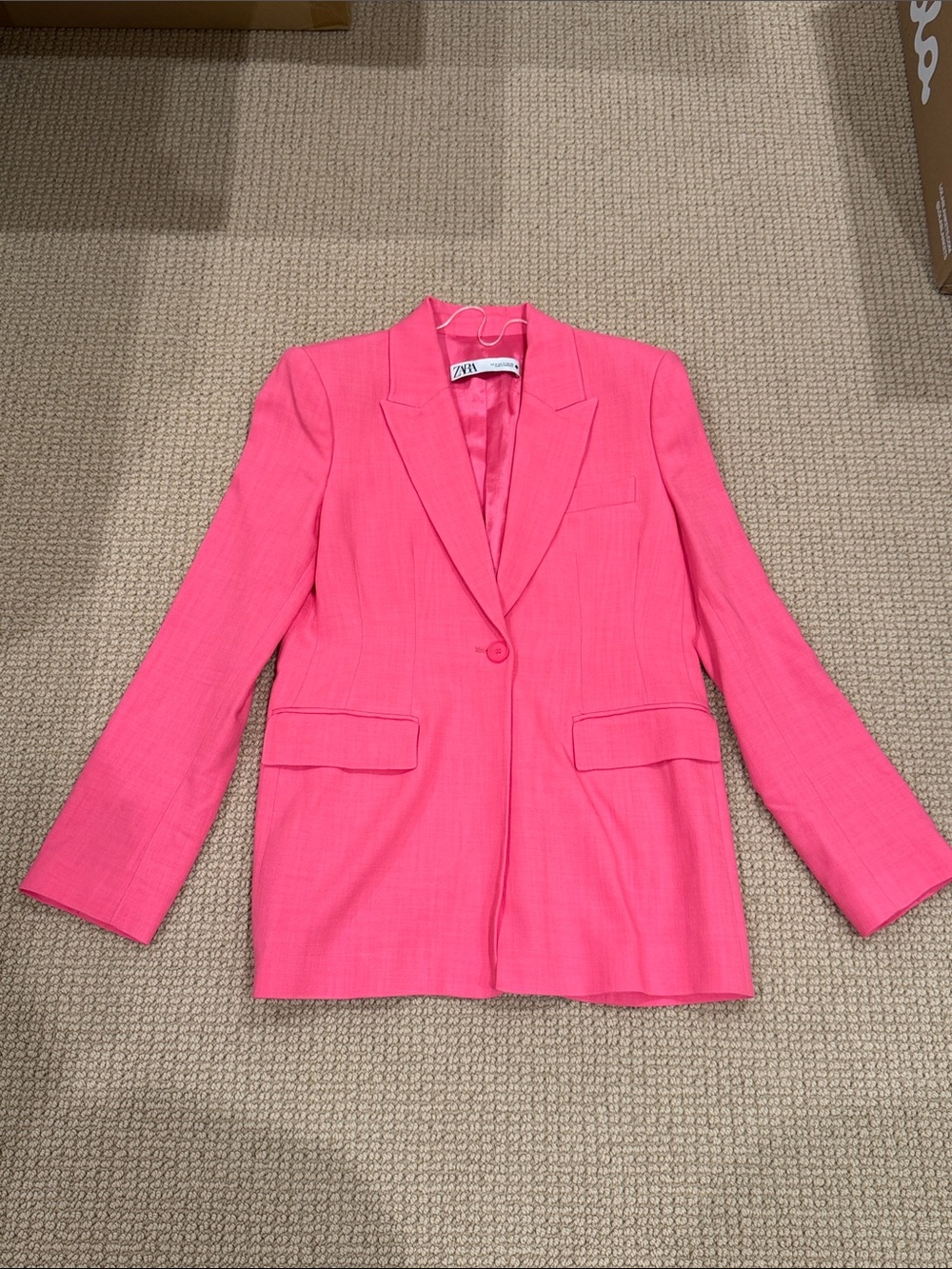 Zara Women's Bright Pink Single-Button Blazer